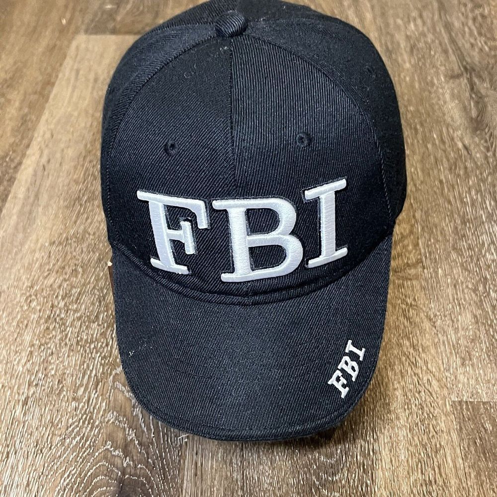 FBI Hat Baseball Cap Black White Adjustable‎ Strap Police Law Enforcement